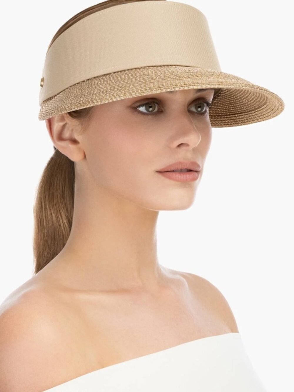 NWT Eric Javits Champ Visor in Gold Sand